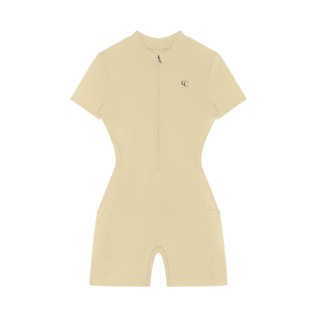 Women's Quarter-Zip Short Sleeve Romper