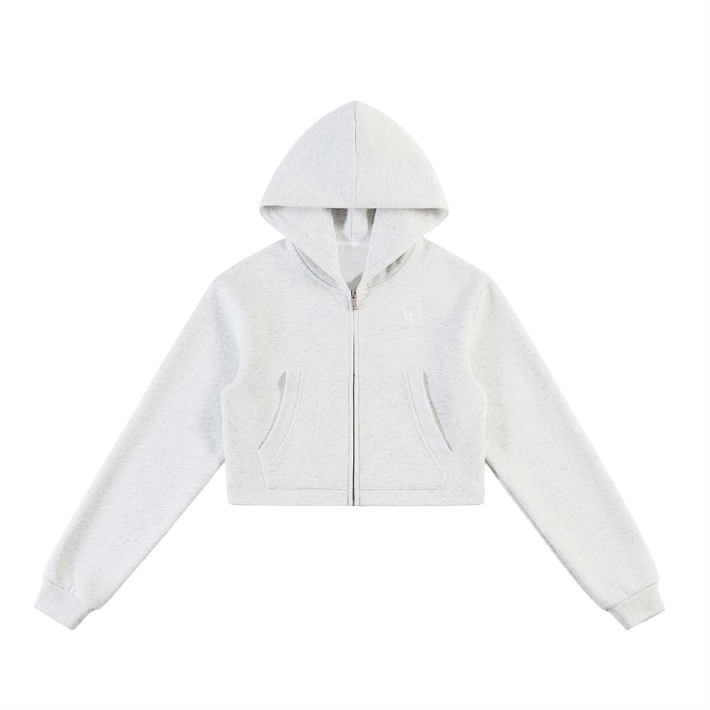 Essential Cropped Zip-Up Hoodie