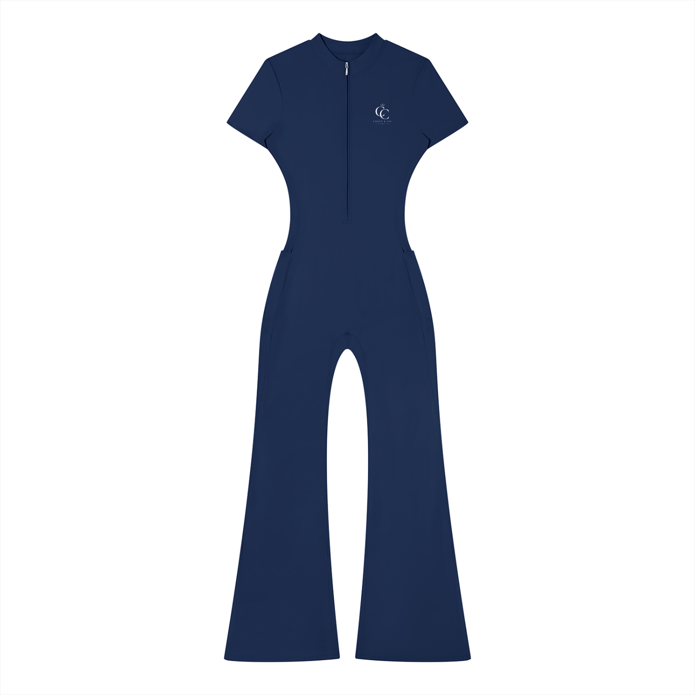 Women’s Tight Flared Leg Quarter-Zip Jumpsuit