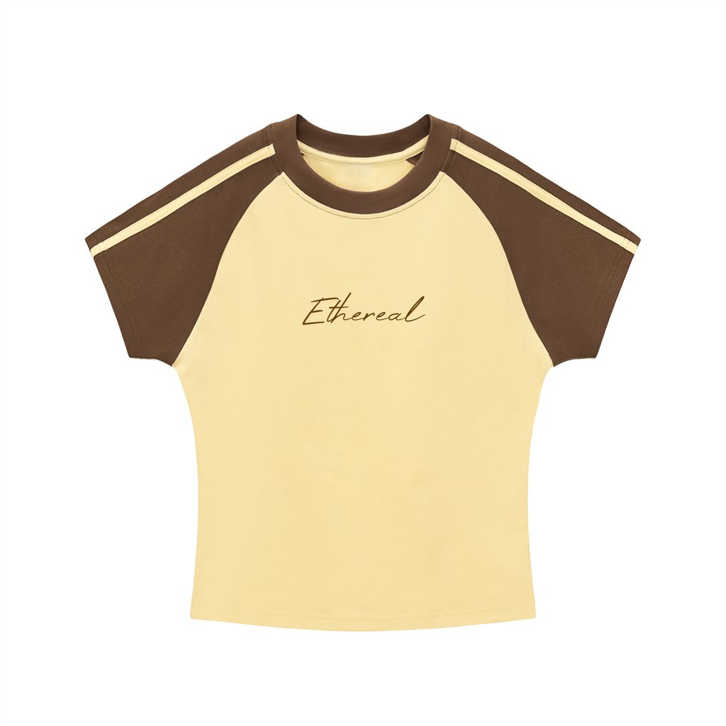 Contrast Stripes Bodycon Raglan  Sleeve T-Shirt
